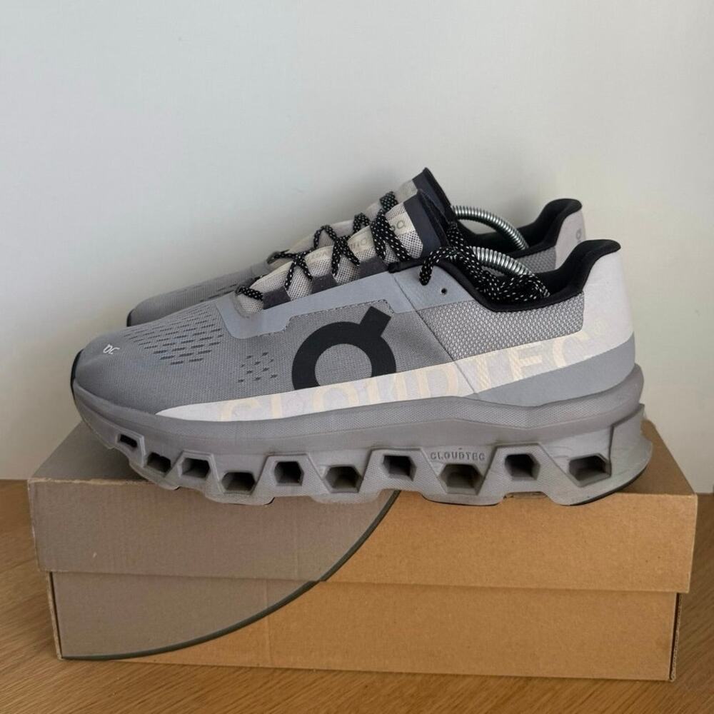 On Cloud Cloudmonster Grey/Black Men Running Sneakers- SZ 10.5 - Picture 2 of 12